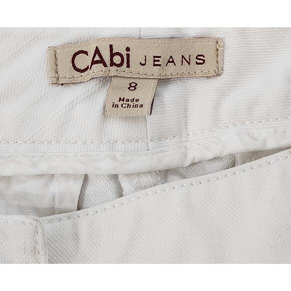 CAbi White Flat Front Ankle Length Jeans 8 Lightweight Soft Pockets Stretch - Picture 6 of 7